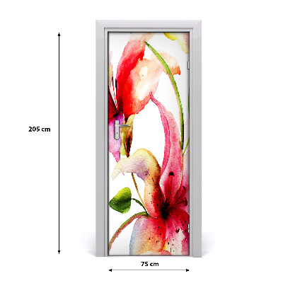 Self-adhesive door sticker Lily flowers