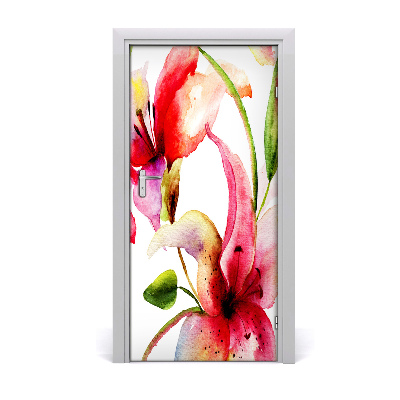 Self-adhesive door sticker Lily flowers