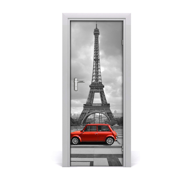 Self-adhesive door wallpaper Eiffel tower auto