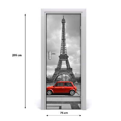 Self-adhesive door wallpaper Eiffel tower auto