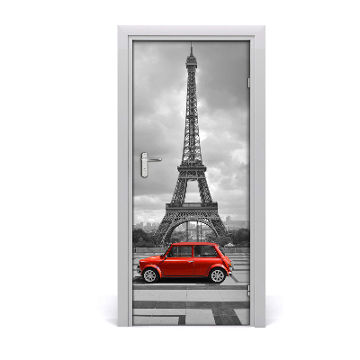 Self-adhesive door wallpaper Eiffel tower auto