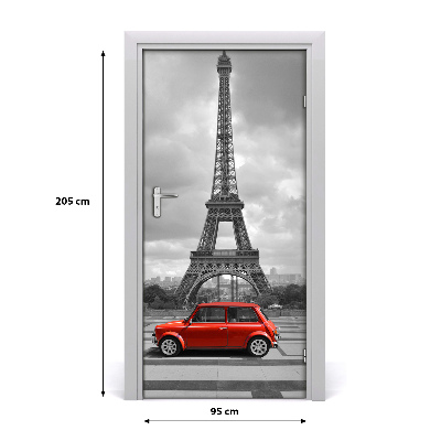 Self-adhesive door wallpaper Eiffel tower auto