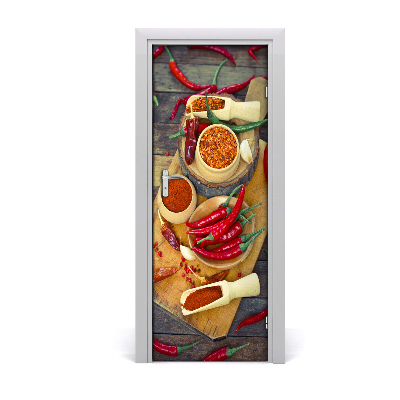 Self-adhesive door sticker Chilli peppers