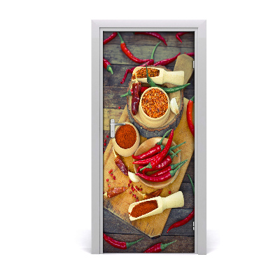 Self-adhesive door sticker Chilli peppers