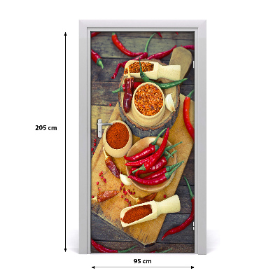 Self-adhesive door sticker Chilli peppers