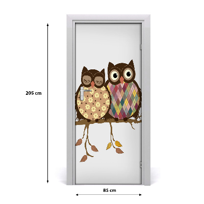 Self-adhesive door sticker A pair of owls on a branch