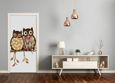 Self-adhesive door sticker A pair of owls on a branch