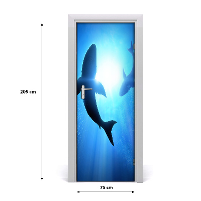 Self-adhesive door sticker Silhouettes of sharks