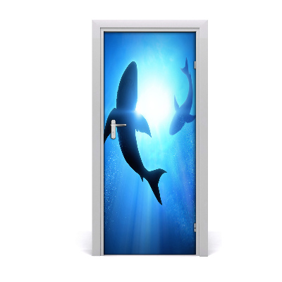 Self-adhesive door sticker Silhouettes of sharks