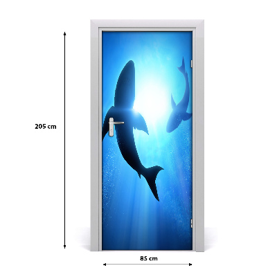 Self-adhesive door sticker Silhouettes of sharks