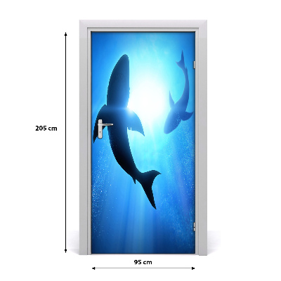 Self-adhesive door sticker Silhouettes of sharks