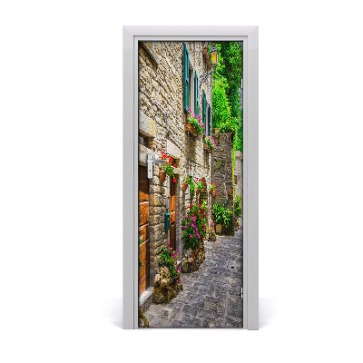 Self-adhesive door wallpaper A charming street