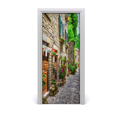 Self-adhesive door wallpaper A charming street