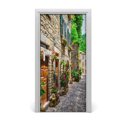 Self-adhesive door wallpaper A charming street