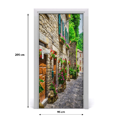 Self-adhesive door wallpaper A charming street