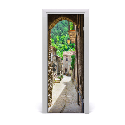 Self-adhesive door wallpaper A charming street