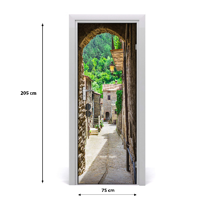 Self-adhesive door wallpaper A charming street