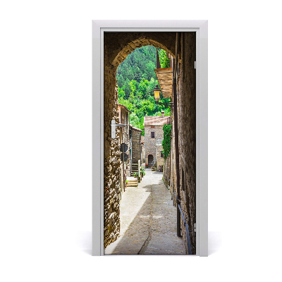 Self-adhesive door wallpaper A charming street