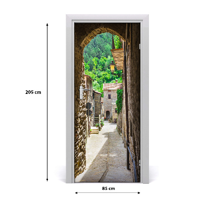 Self-adhesive door wallpaper A charming street