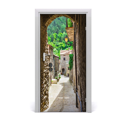 Self-adhesive door wallpaper A charming street