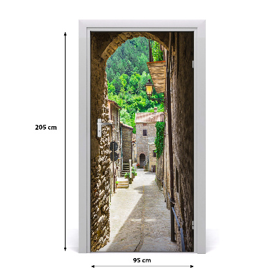 Self-adhesive door wallpaper A charming street