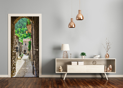 Self-adhesive door wallpaper A charming street