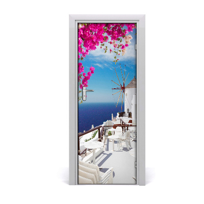 Self-adhesive door wallpaper Santorini greece