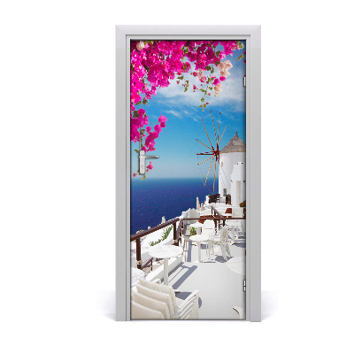 Self-adhesive door wallpaper Santorini greece