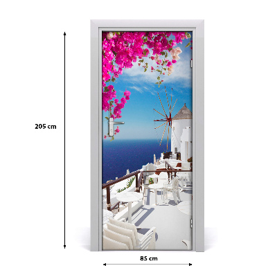 Self-adhesive door wallpaper Santorini greece