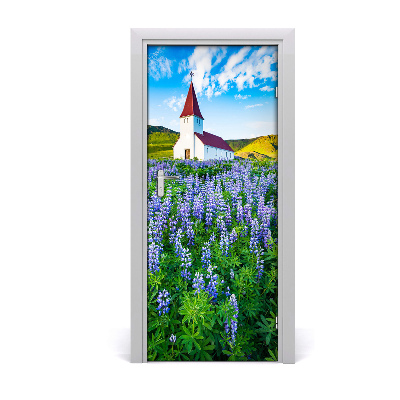 Self-adhesive door wallpaper Church flowers