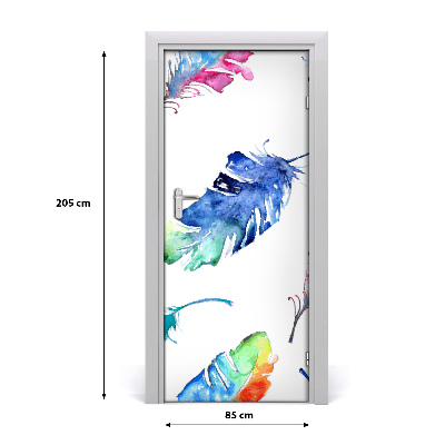 Self-adhesive door sticker Colorful feathers