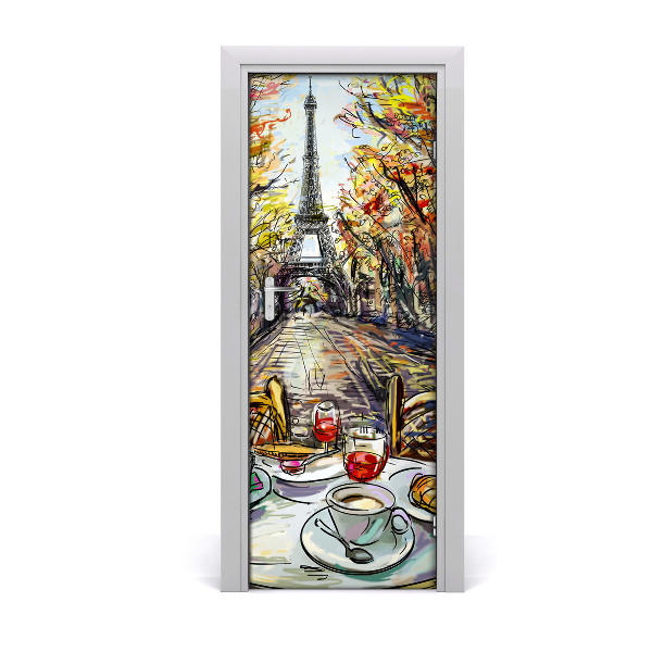 Self-adhesive door wallpaper Breakfast at u