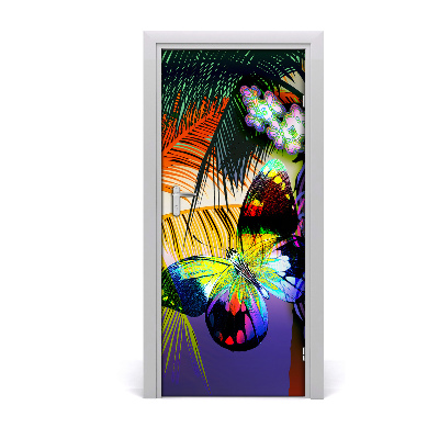 Self-adhesive door sticker Colorful flowers