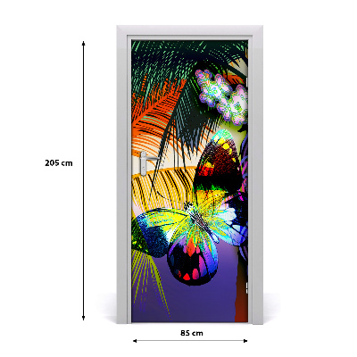 Self-adhesive door sticker Colorful flowers