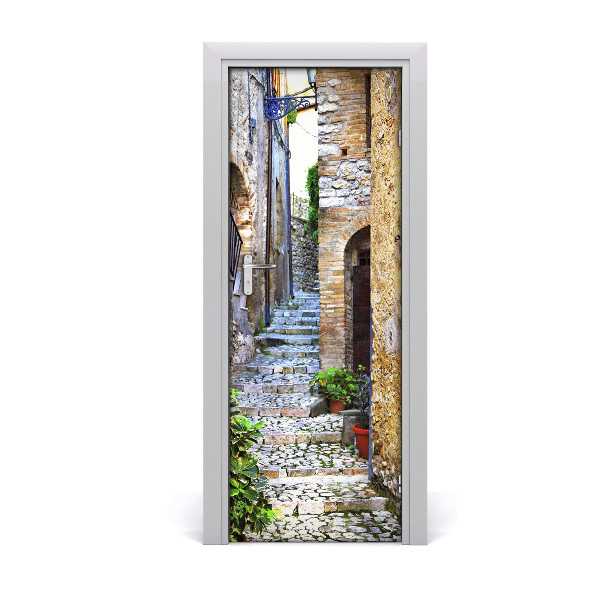 Self-adhesive door wallpaper Italian streets