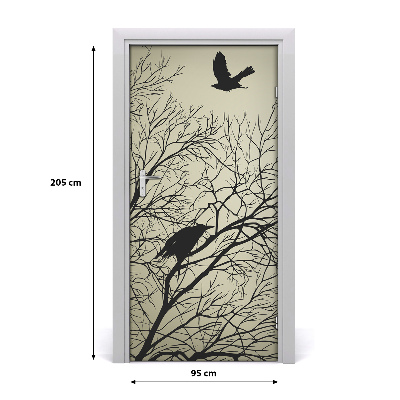 Self-adhesive door sticker Crows on the tree