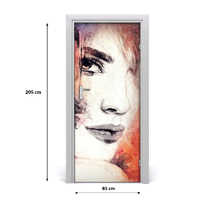 Self-adhesive door sticker Abstraction of a woman