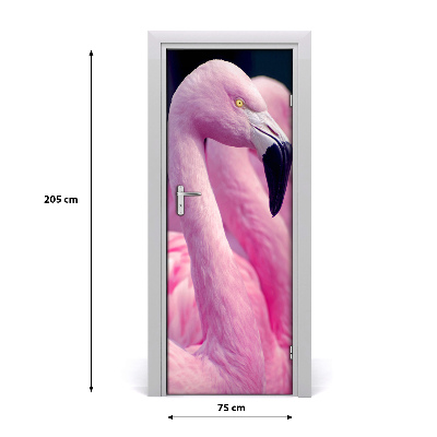 Self-adhesive door sticker Wall of flamingos