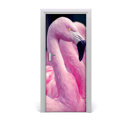 Self-adhesive door sticker Wall of flamingos