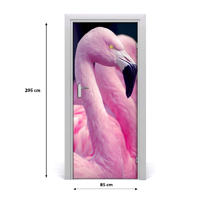 Self-adhesive door sticker Wall of flamingos