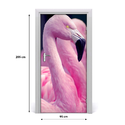 Self-adhesive door sticker Wall of flamingos