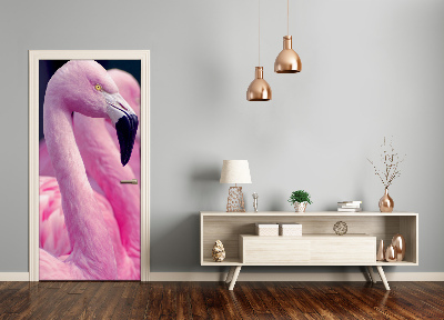 Self-adhesive door sticker Wall of flamingos