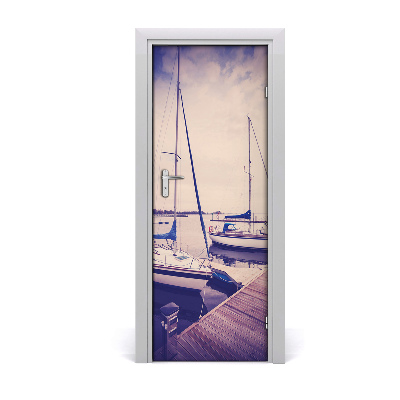 Self-adhesive door wallpaper Yachts