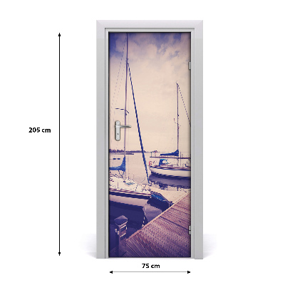 Self-adhesive door wallpaper Yachts