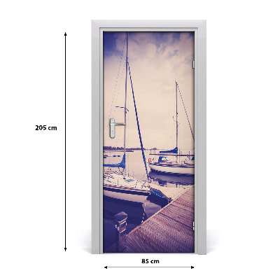 Self-adhesive door wallpaper Yachts