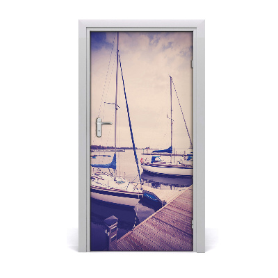 Self-adhesive door wallpaper Yachts