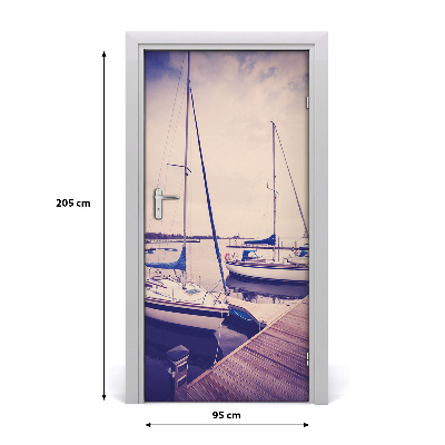 Self-adhesive door wallpaper Yachts