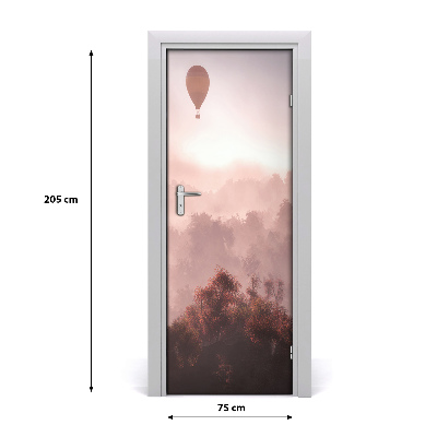 Door wallpaper Flying forest balloon