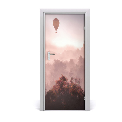 Door wallpaper Flying forest balloon