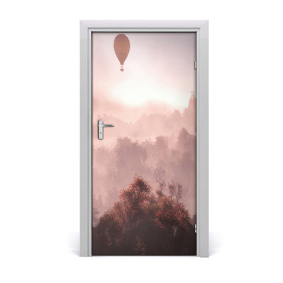 Door wallpaper Flying forest balloon